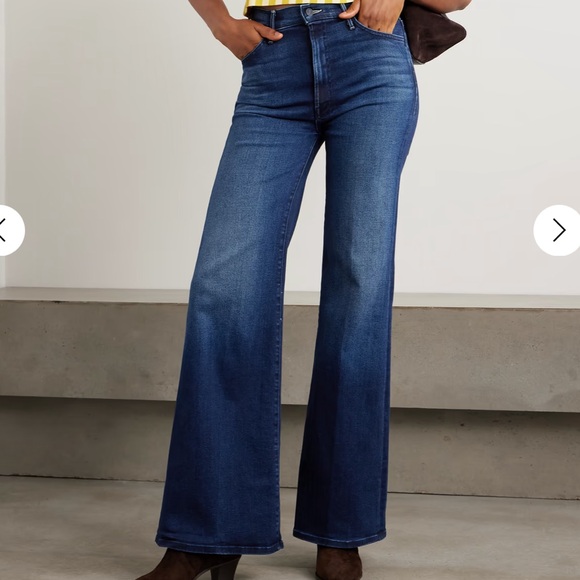 MOTHER Denim - Mother The Hustler Roller Heel High Waisted Wide Leg 70’s Blue Jeans 33” Sz 26/4